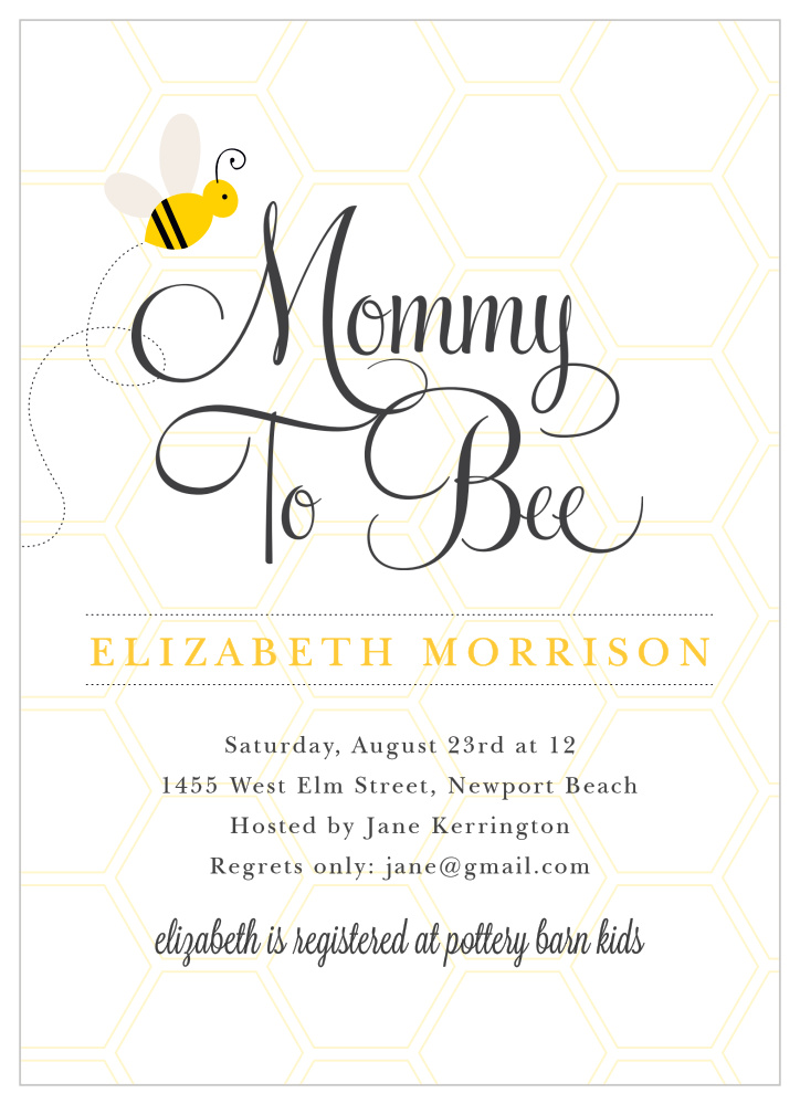 Mommy To Bee Baby Shower Invitations