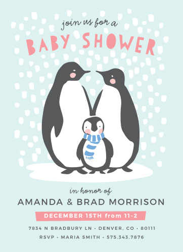 Penguin Baby Shower Invitations Match Your Color Style Free