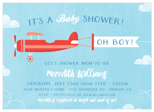 vintage airplane baby shower invitations