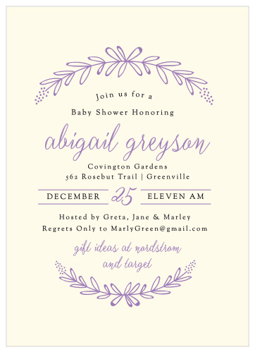 The Garden Wreath Baby Shower Invitations are perfect for those springtime showers.