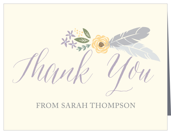 Show your guests gratitude with the earthy Bohemian Feather Thank You Cards! 