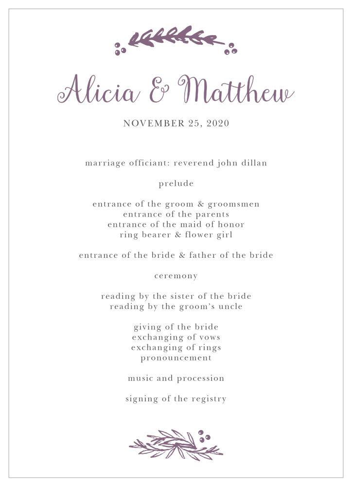 Wedding Program Wording