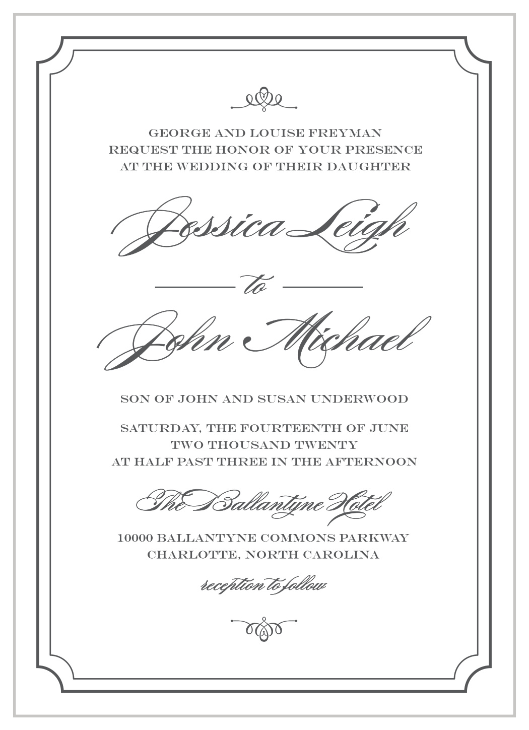 Formal Wedding Invitation Wording Divorced Parents - Jolie's Wedding Gallery