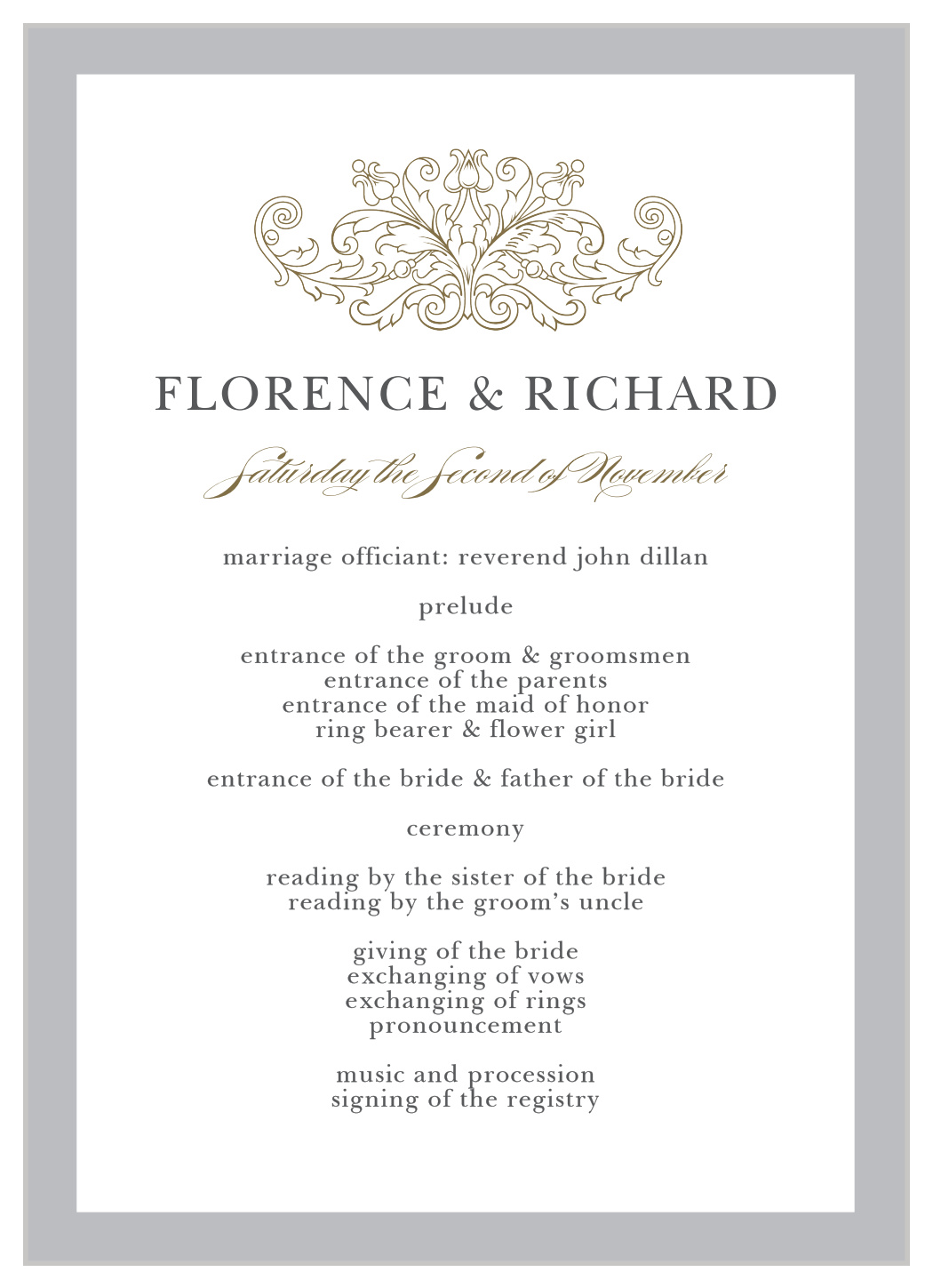 Vintage Damask Wedding Programs By Basic Invite