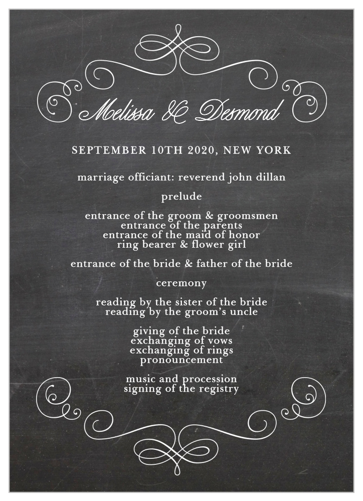 Fancy Chalkboard Wedding Programs By Basic Invite