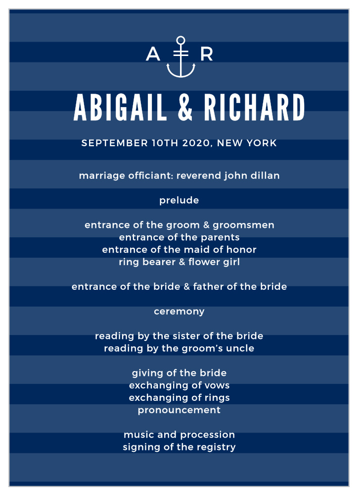 Modern Nautical Wedding Programs By Basic Invite