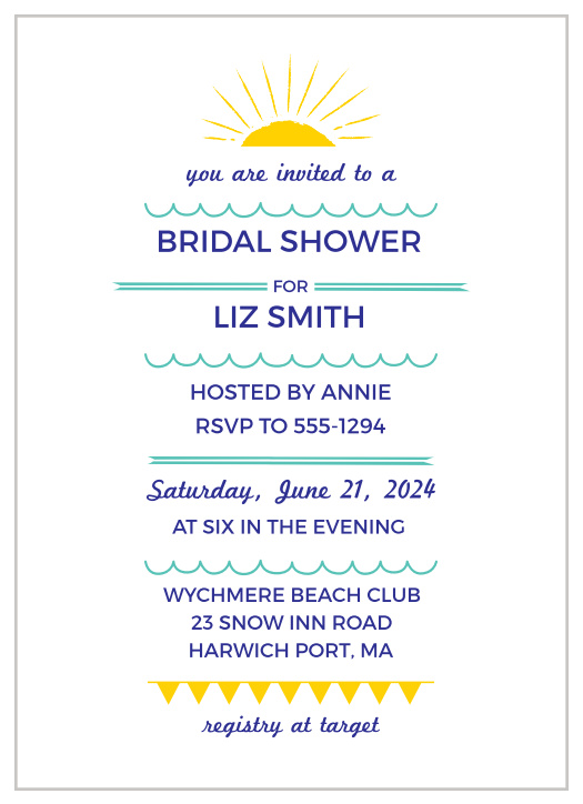 Beach Bridal Shower Invitations Match Your Color Style Free