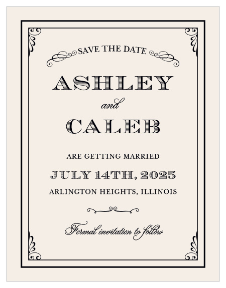 The Grand Victorian Save-the-Date Cards from the Crafty Pie Collection at Basic Invite announce your wedding with the romance of bygone eras.