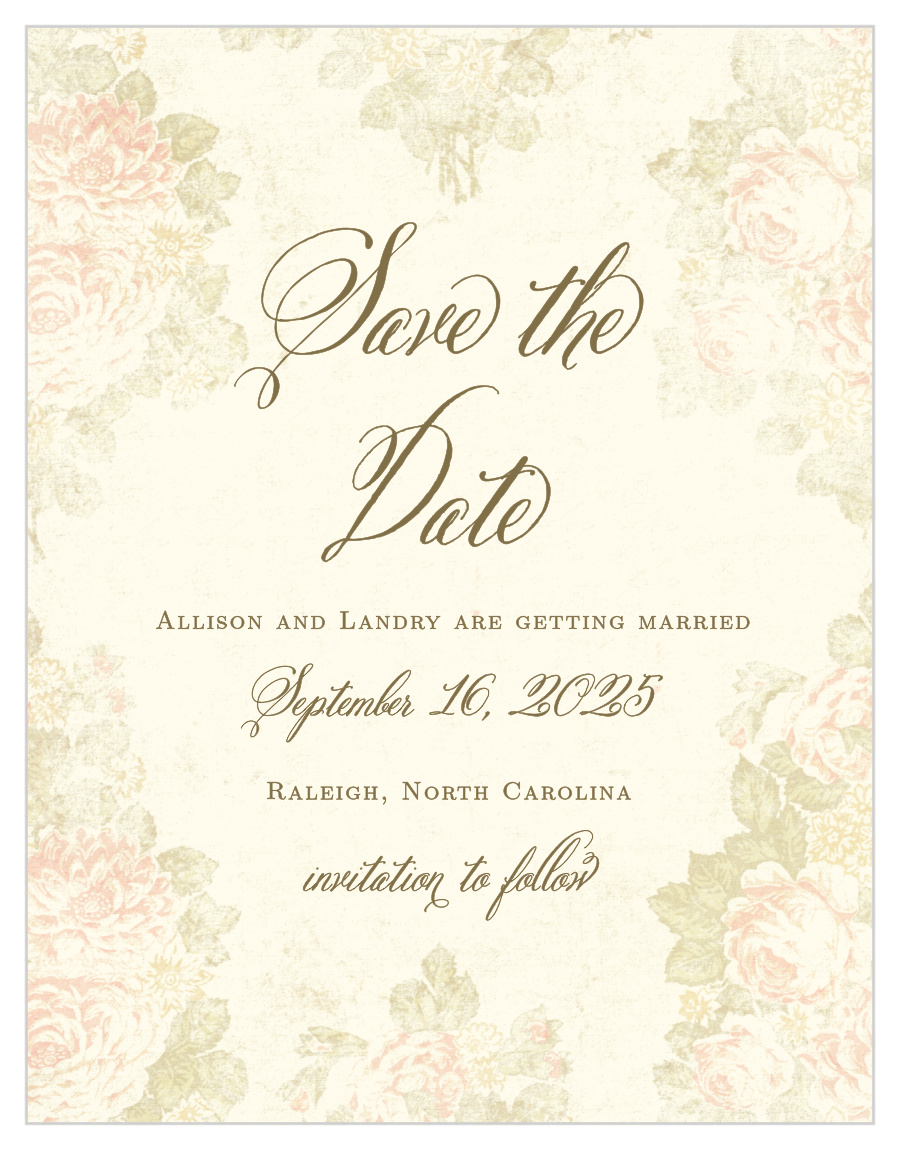 Romantic Vintage Save The Date Cards By Basic Invite