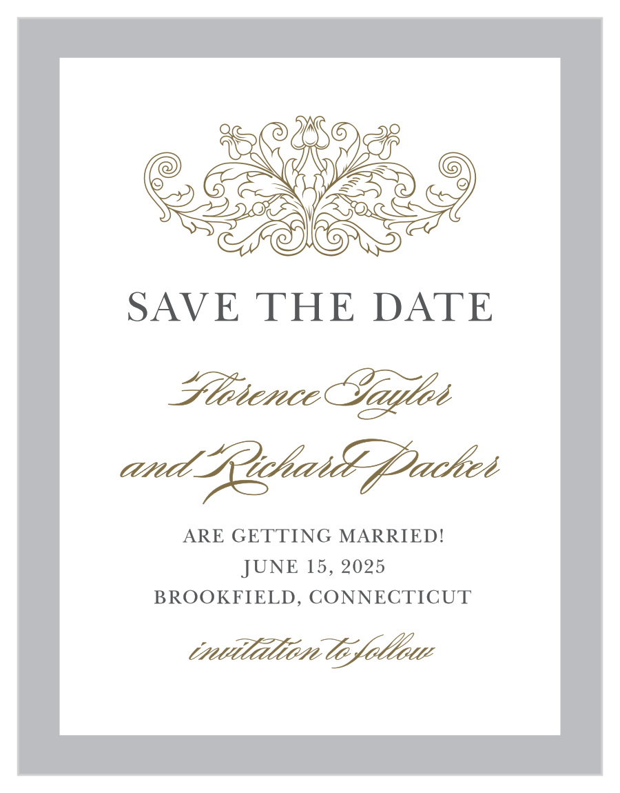 Vintage Damask Save The Date Cards By Basic Invite