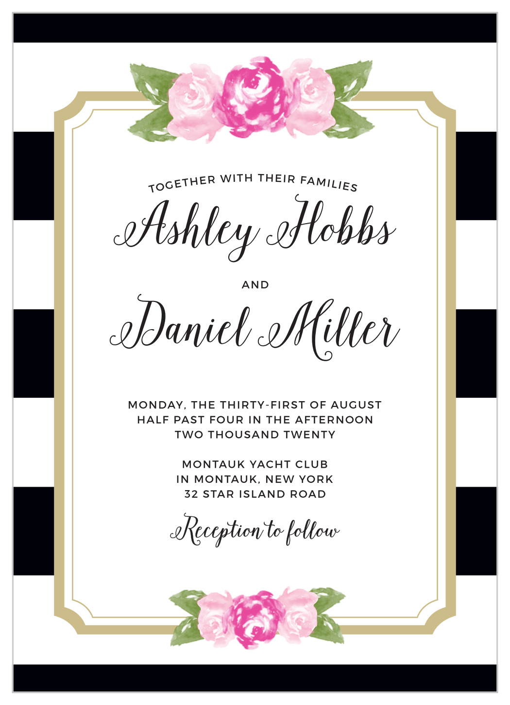 Floral Stripe Wedding Invitations by Basic Invite