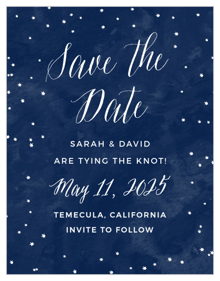 Announce you're tying the knot with the Beautiful Night Save-the-Date Cards from the Crafty Pie Collection at Basic Invite. 