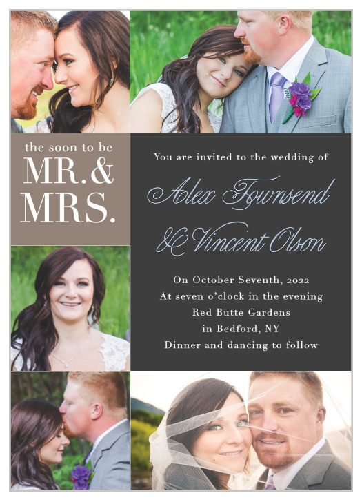 Show your pictures off with the Mr. & Mrs. Wedding Invitations. 