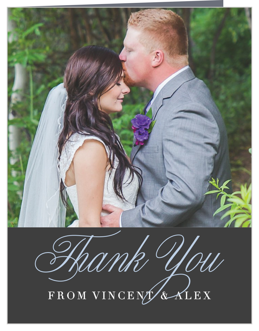 10 THANK YOU CARDS FROM THE NEW MR & MRS WEDDING WHITE SILVER NOTES bride groom 