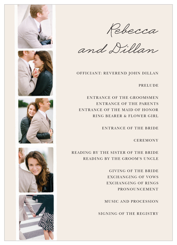 Classic Photo Booth Wedding Programs