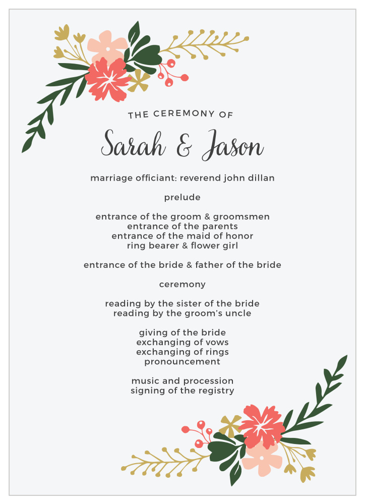 Garden Party Wedding Programs By Basic Invite