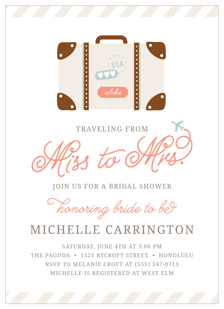 Travel 20 Personalized Bridal Shower Invitations Love Is Everywhere Design