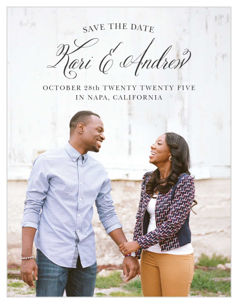 Timeless Script Save The Date Cards