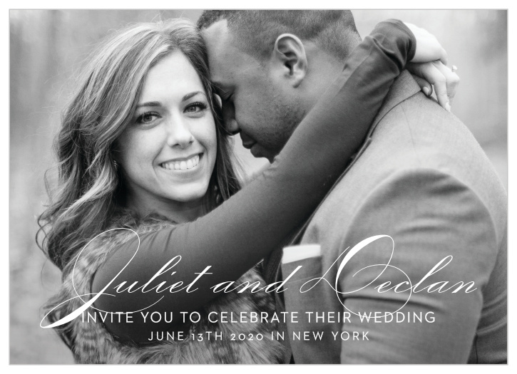 Share your engagement photo with the Classic Script Photo Wedding Invitations.