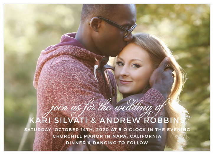 Your engagement photo is the focus of the Exquisite Class Wedding Invitations.