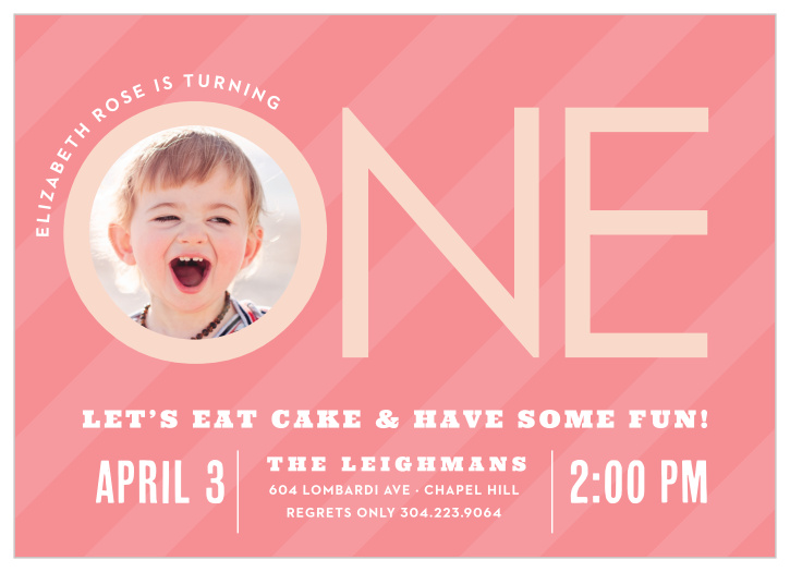 Invite friends and family to a party with the Candy Stripe Boy First Birthday Invitations. 