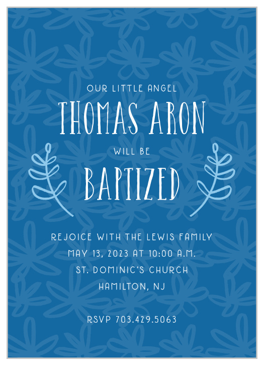 Create your cheerful baptism invites with the Fun Flowers Boy Baptism Invitations. 