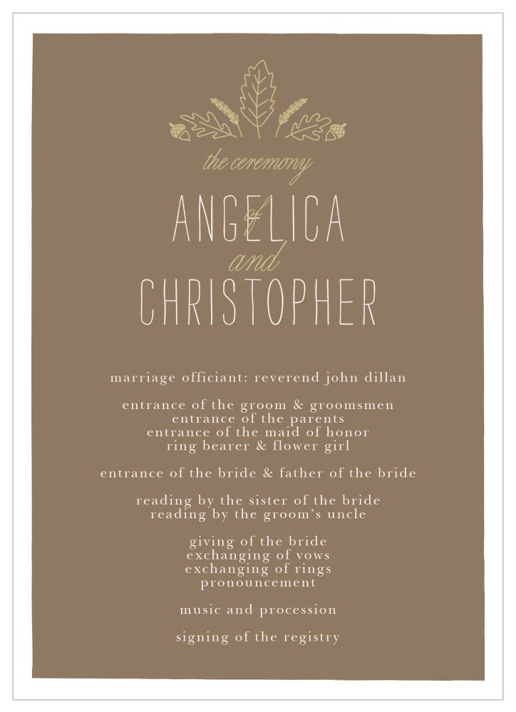 Elegant Autumn Wedding Programs By Basic Invite