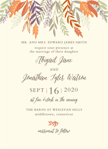 Fall Wedding Invitations Match Your Color Style Free