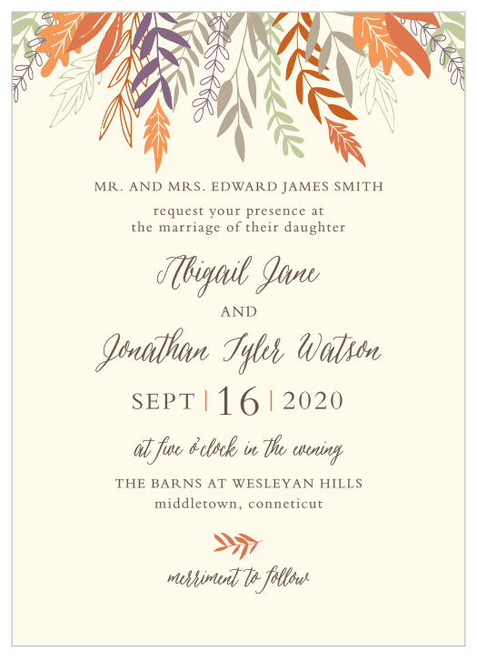 Fall Wedding Invitations Match Your Color Style Free