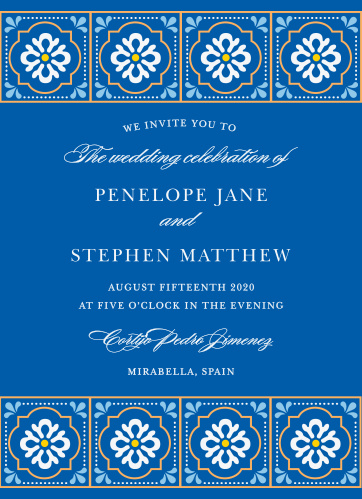 spanish tile foil wedding invitations by basic invite