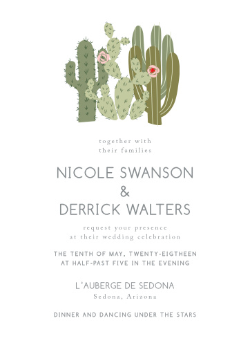 cactus wedding invitations match your color style free