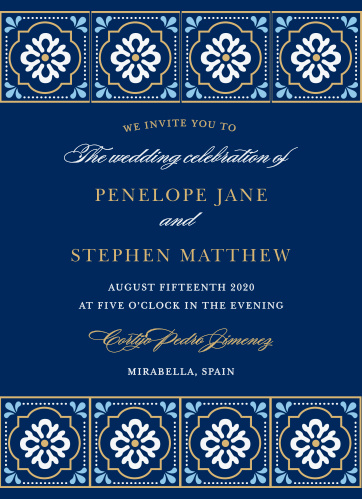 spanish tile foil wedding invitations by basic invite