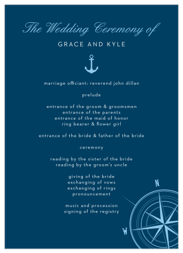 Nautical Wedding Programs Match Your Color Style Free