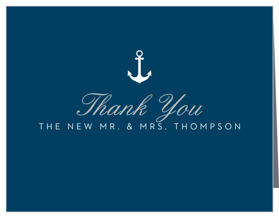 Gold Blue & White Nautical Anchor Personalized Party Thank You Cards 
