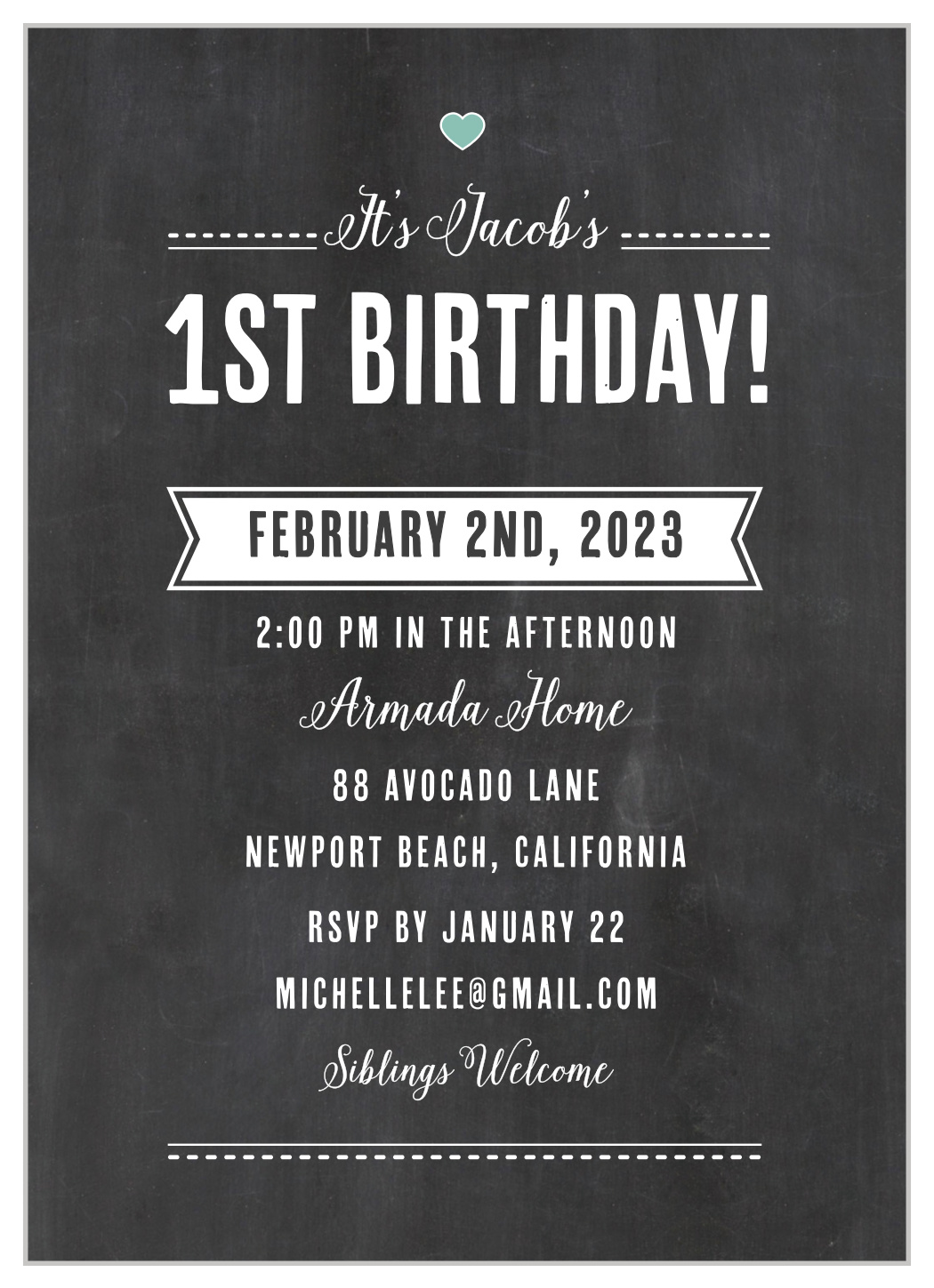 1st Birthday Invitation Sample