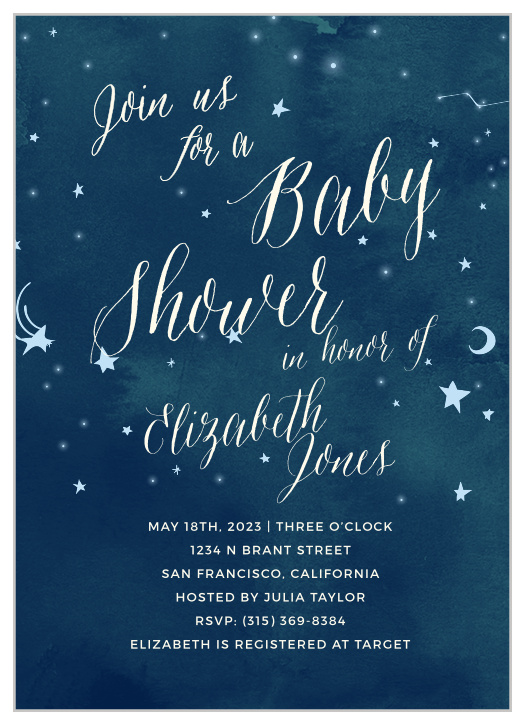 Invite friends and family to celebrate the radiant mother-to-be with the Twinkle Twinkle Baby Shower Invitations from the Love Vs Design Collection at Basic Invite. 