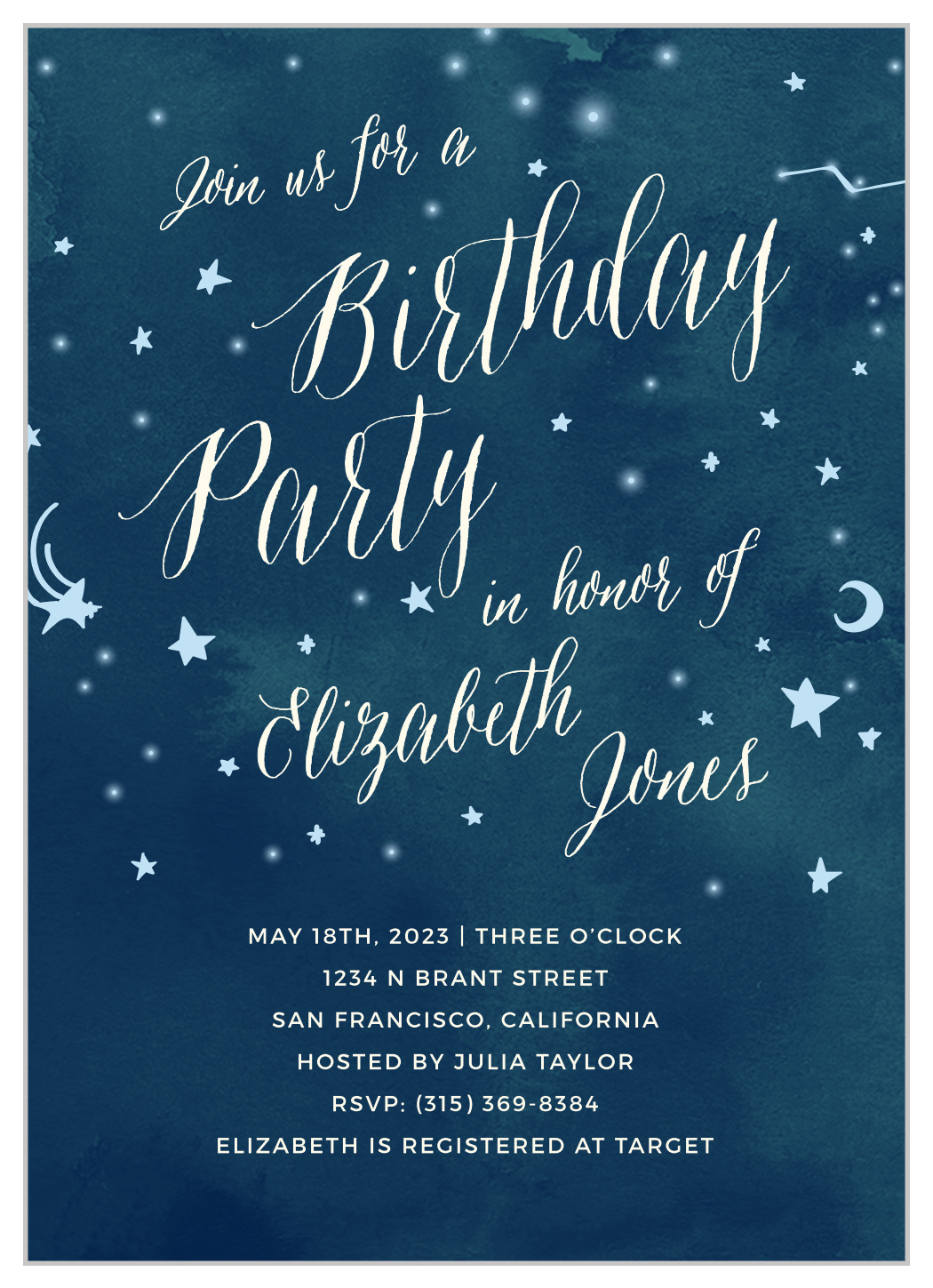 Twinkle Twinkle Birthday Invitations by Basic Invite