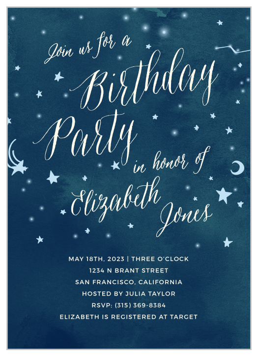 Customize the perfect invites for your starry party theme using the Twinkle Twinkle First Birthday Invitations. 