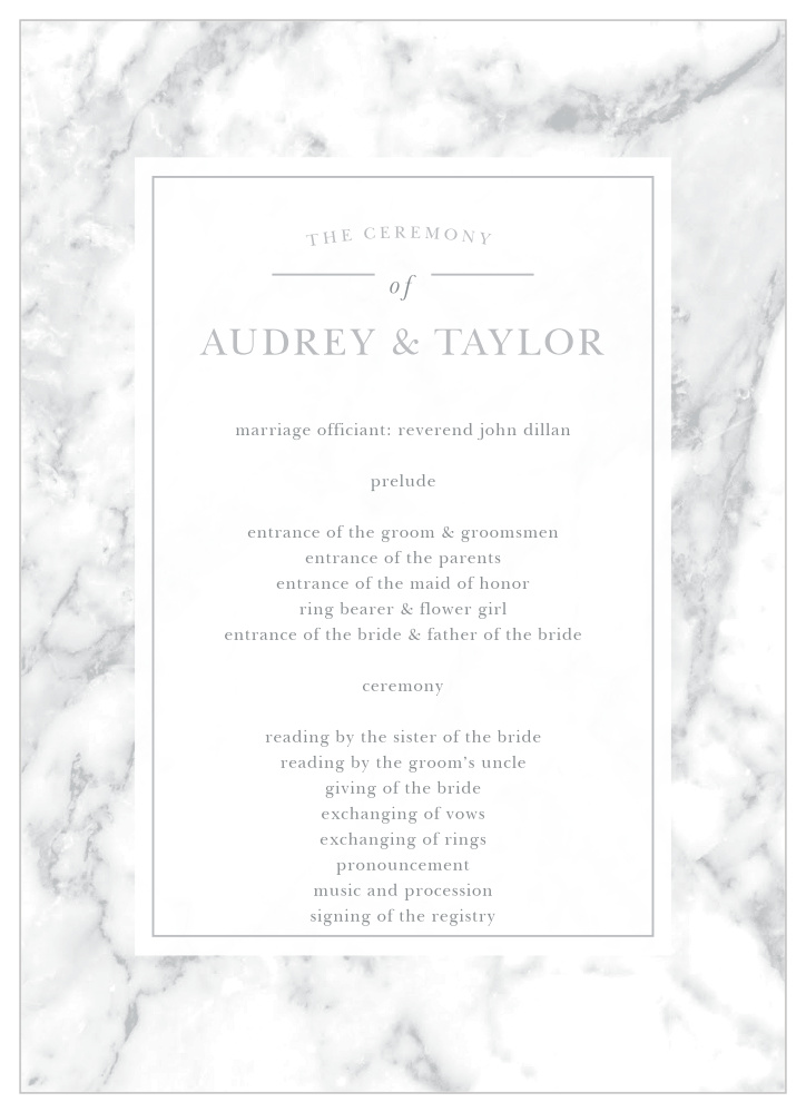 Cool Marble Wedding Programs By Basic Invite