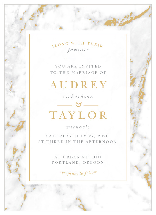 Design invites with the cultivated sophistication of the Cool Marble Foil Wedding Invitations.