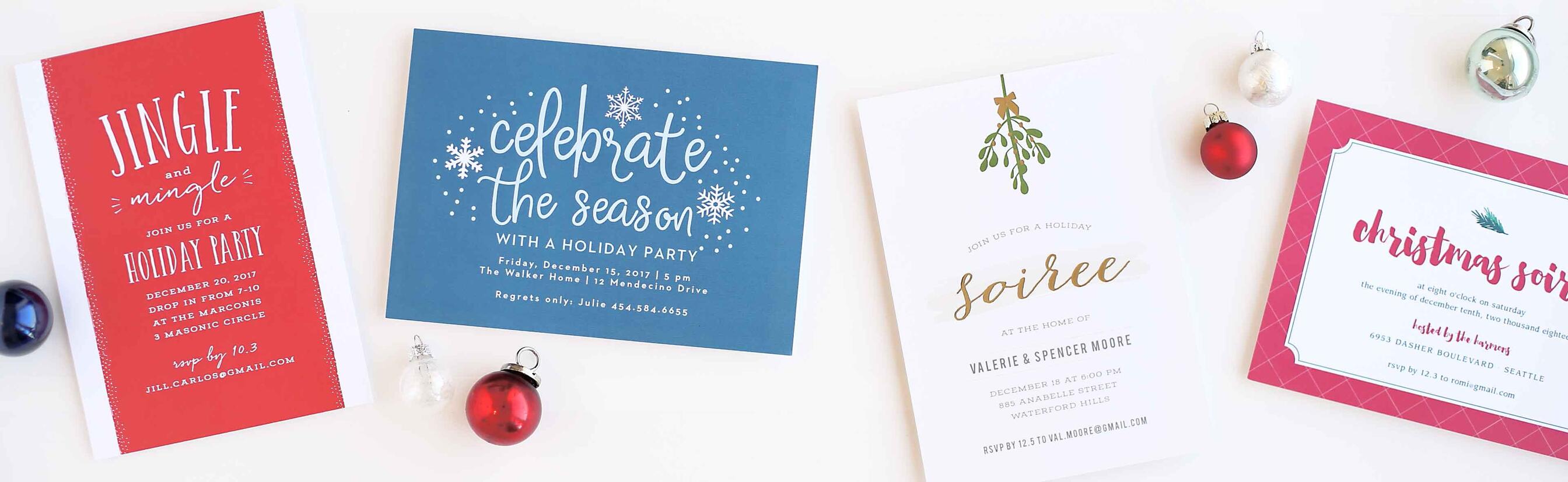 Holiday Party Invitations Match Your Color Style Free Basic