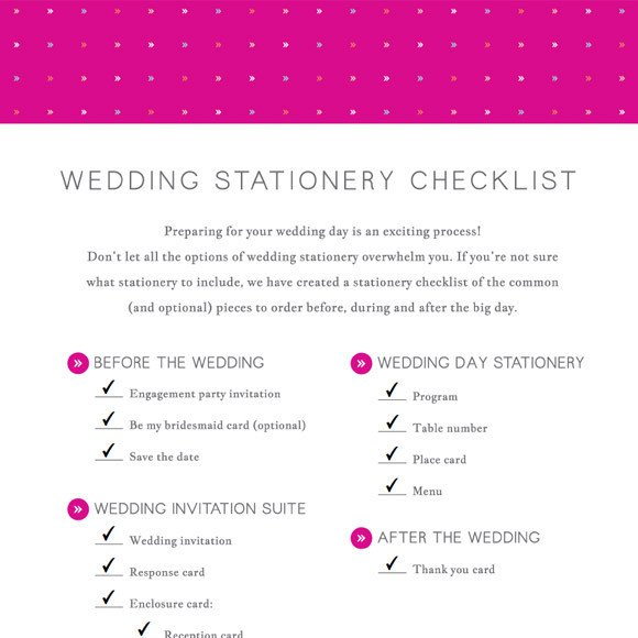 Wedding Stationery Checklist Printable By Basic Invite
