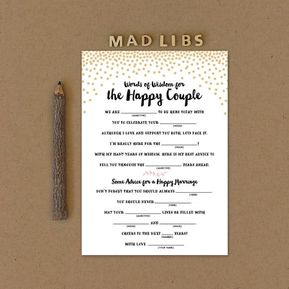 Gold Confetti Outrageous Libs via Straightforward Invite picture regarding Printable Mad Gab Cards titled Gold Confetti Nuts Libs by way of Simple Invite