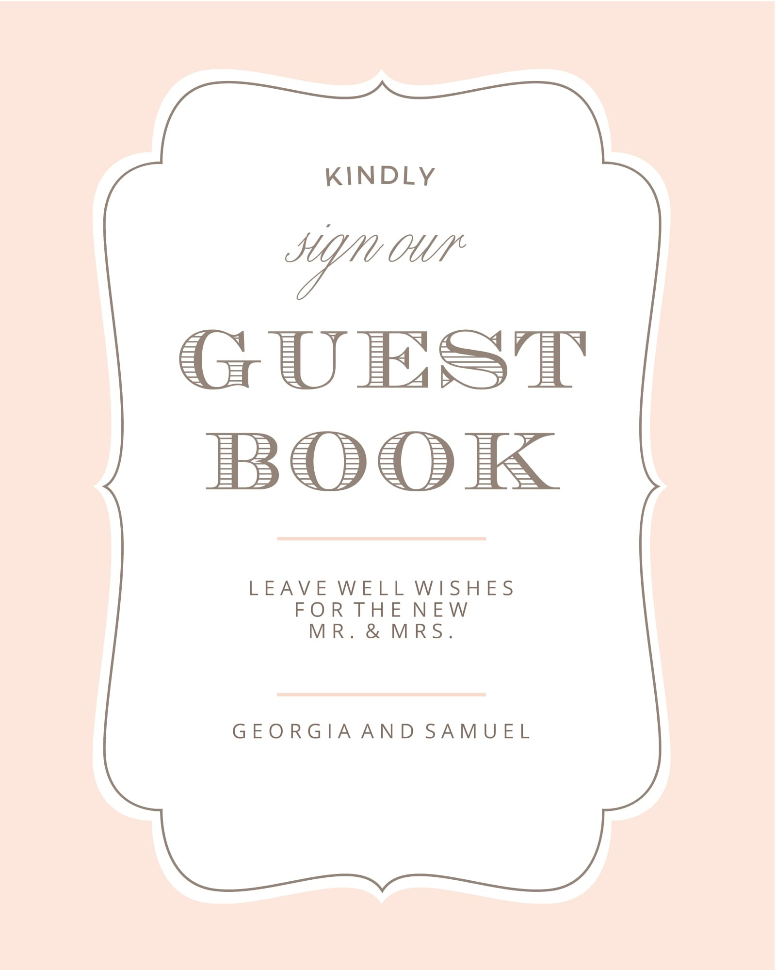 Vintage Frame Guest Book Sign Printables by Basic Invite