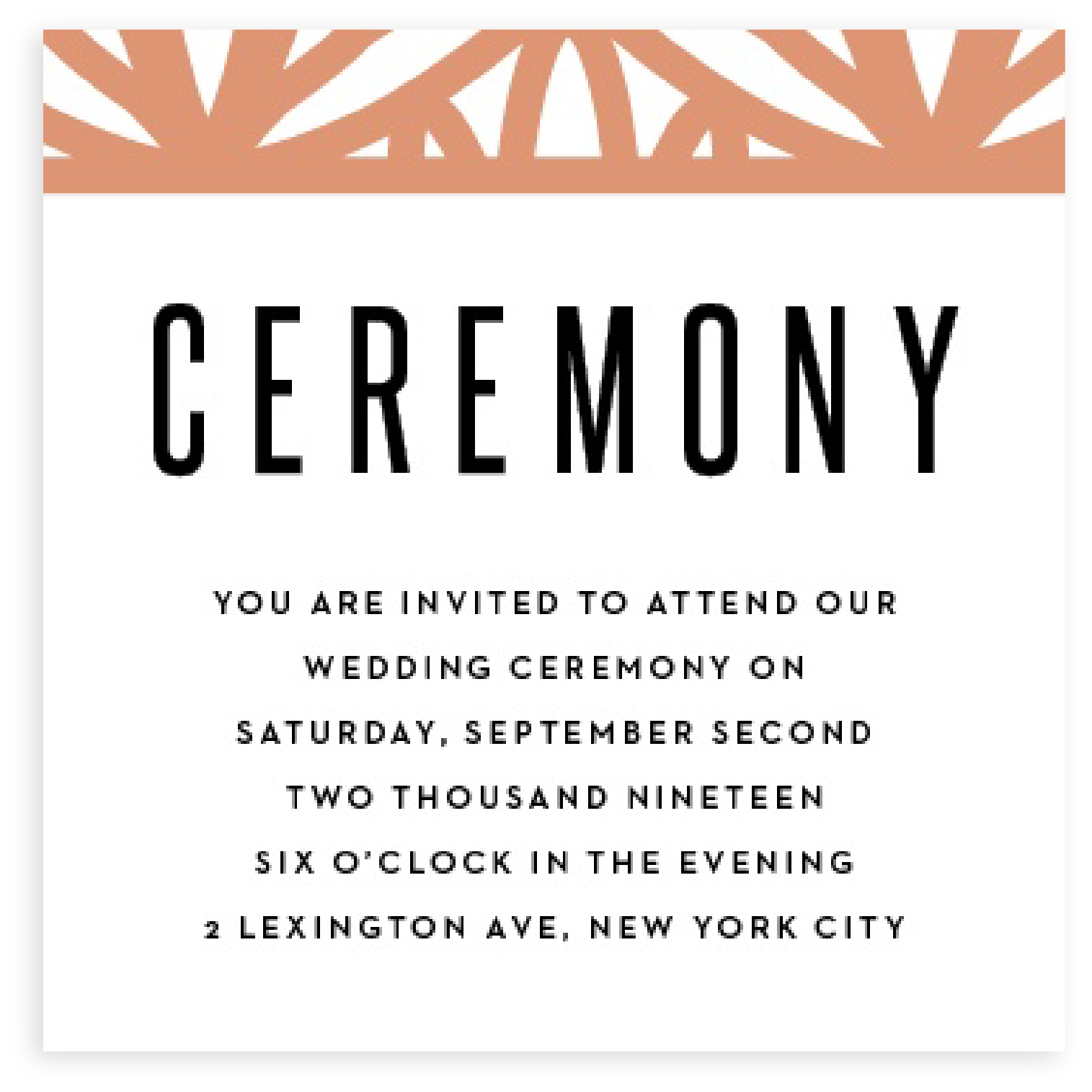 Ceremony Card Wording Basic Invite Ceremony Cards